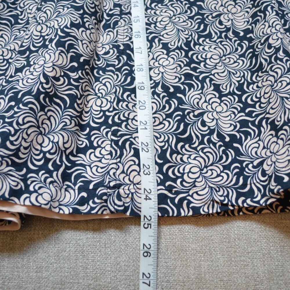 Gap Vintage Cotton Knee Length A Line Zip Side Dark Blue Pink Lined Skirt - Picture 2 of 7